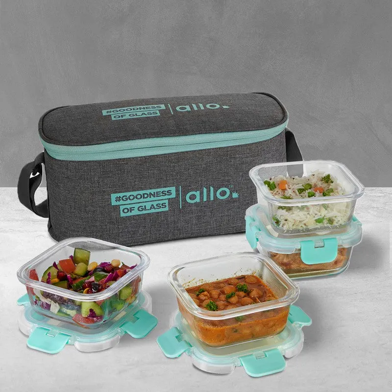 Tifrex Leak Proof Glass Lunch Box (310 mL Each) - Set Of Four media 5