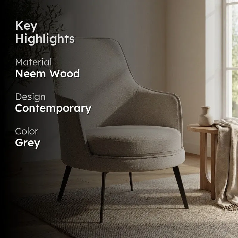 Trendra Neem Wood Lounge Chair - Grey media 2