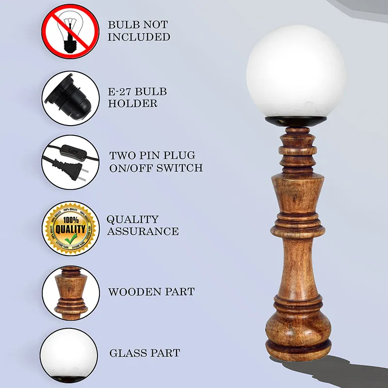 Chess King Wooden Table Lamp - Brown,White media 4