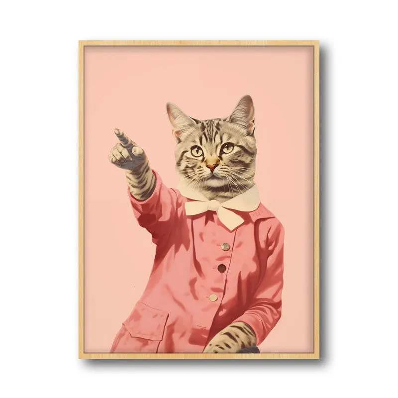 Disco Cat Archival Canvas Wall Art - Natural Brown Frame media 5