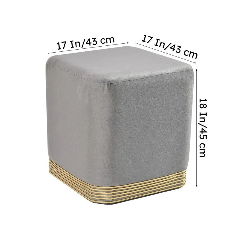 Aureum Solid Velvet Pouffe - Grey media 8