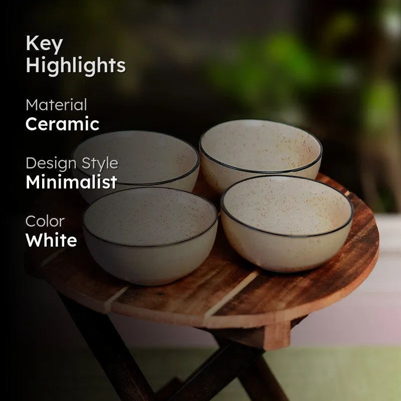 Swaad Katori Ceramic Snack Bowls (White, 200 mL Each) - Set Of Four media 2