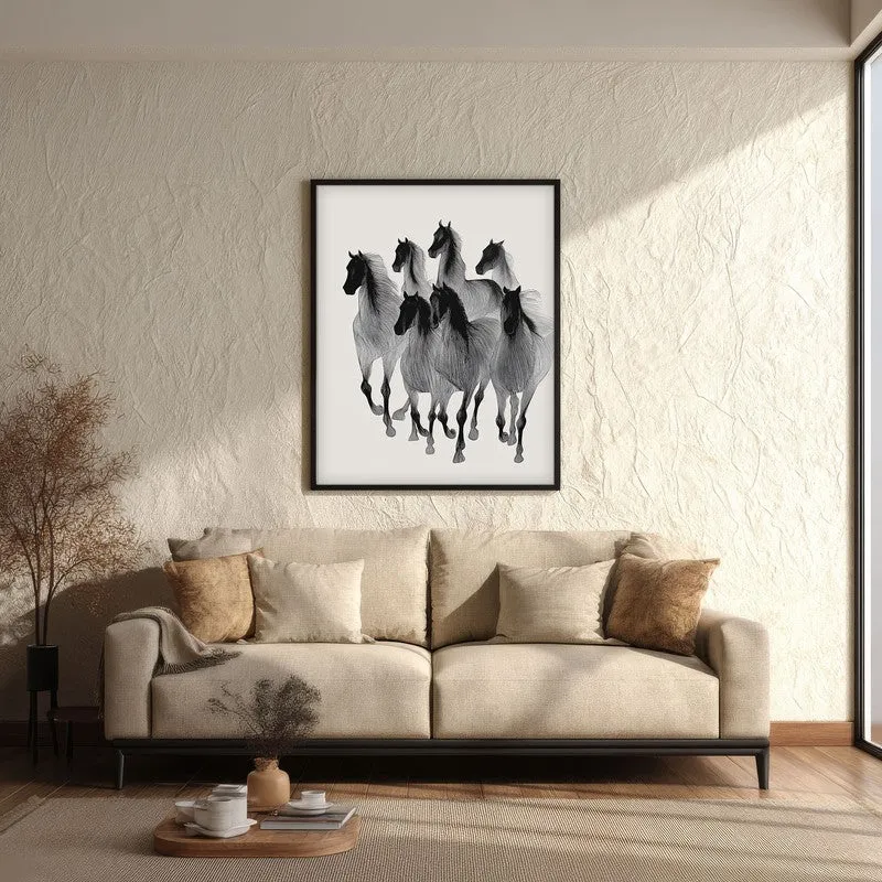Wild Horse Cascade Wall Painting With Black Frame media 3