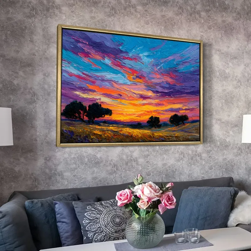 Stormlit Meadow Canvas Wall Painting With Frame media 6