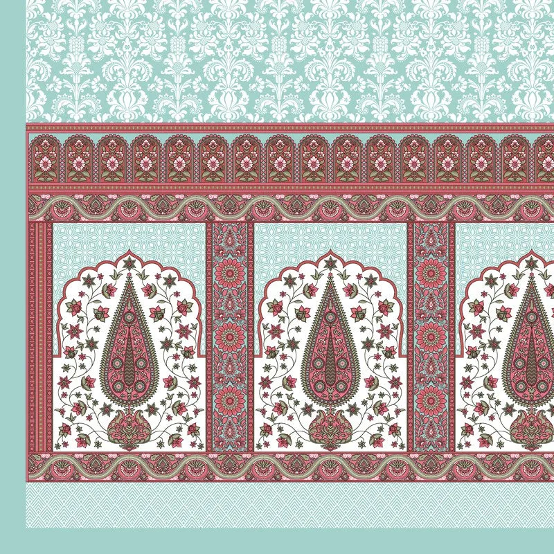 Ethnic Glow Cotton Bedsheet (Blue,Maroon) - 120 TC media 6