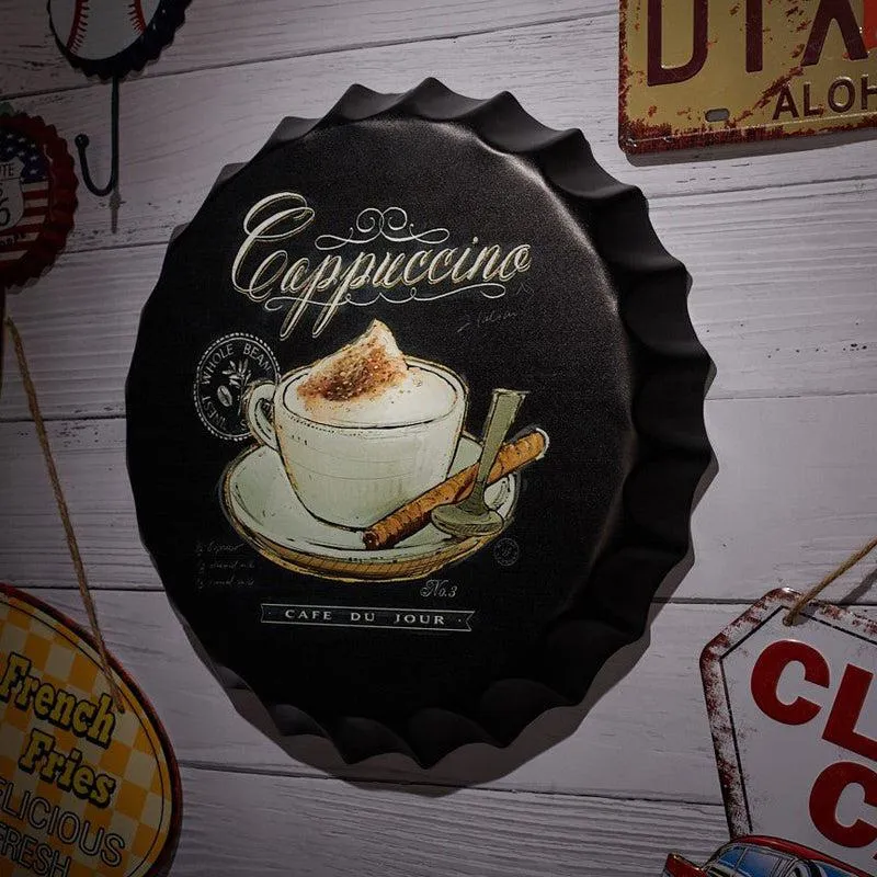 Cappuccino Bottle Cap Metal Wall Accent media 1