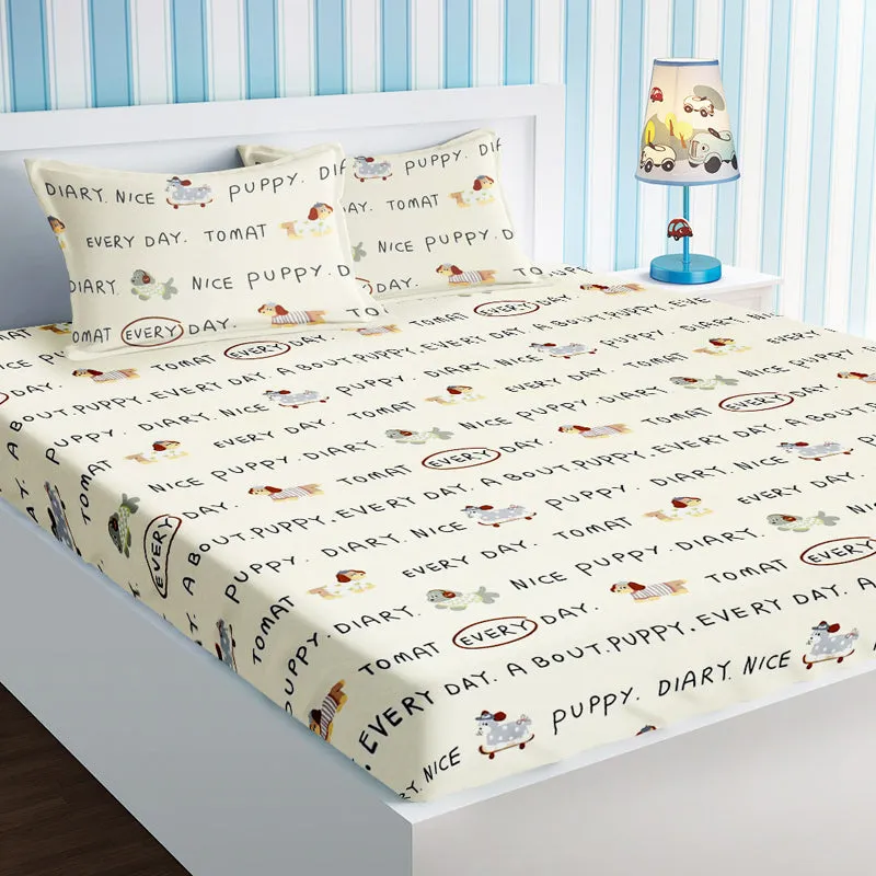 Puppy Day Kids Cotton Bedsheet - 210 TC media 1