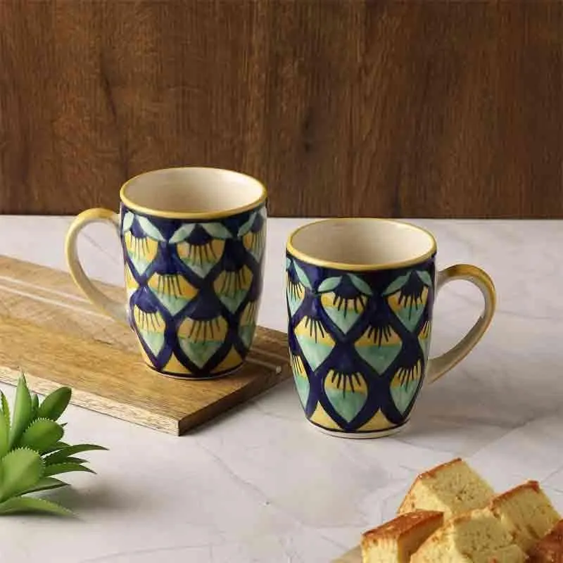 Colorful Ceramic Coffee Mug (270 mL Each) - Set of Two media 1