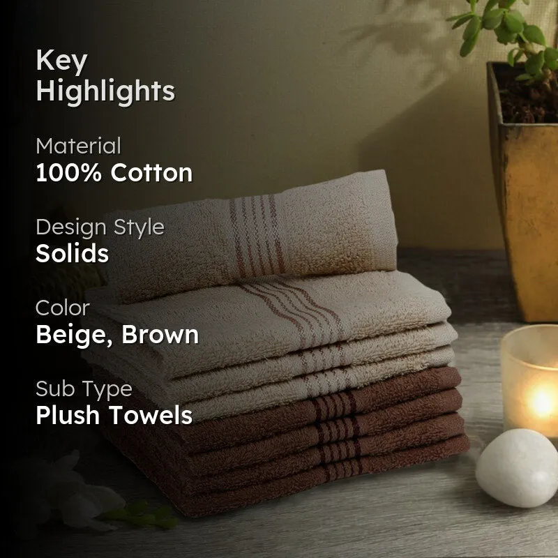 Bodil Face Towel (Beige,Brown) - Set Of Eight media 2