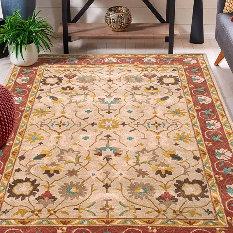Ahriman Hand Tufted Ethnic Wool & Nylon Carpet - Beige media 7