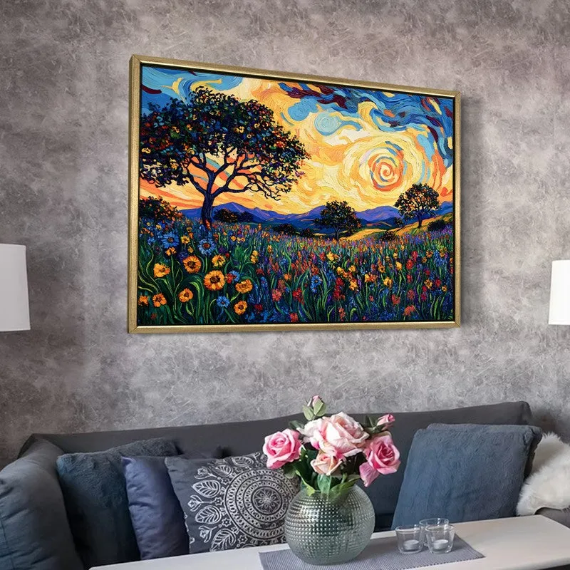 Sunfire Landscape Canvas Wall Painting With Frame media 6