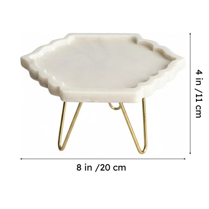 Norris Hexa Leaf Handcrafted Marble Cake Stand media 6