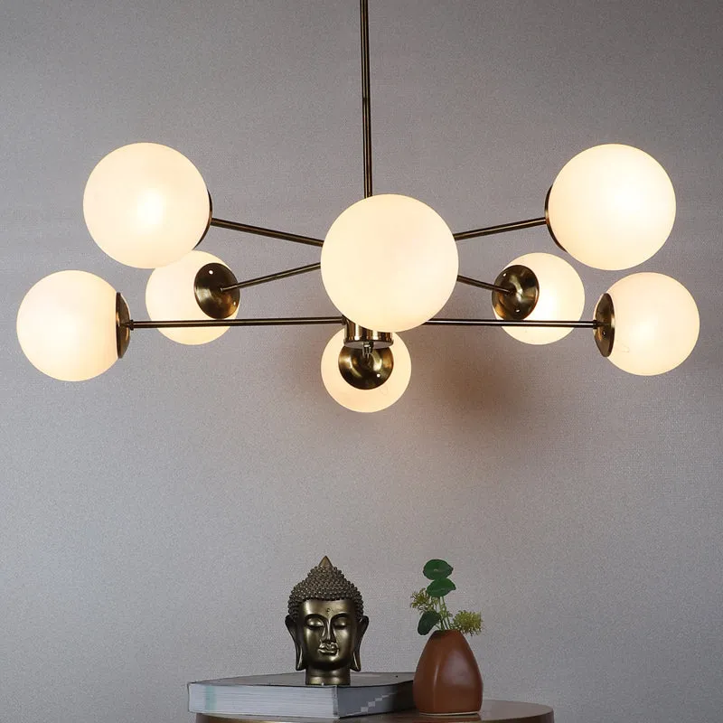 Industrial Multi-Globe Metal Ceiling Lamp - Gold & White media 2