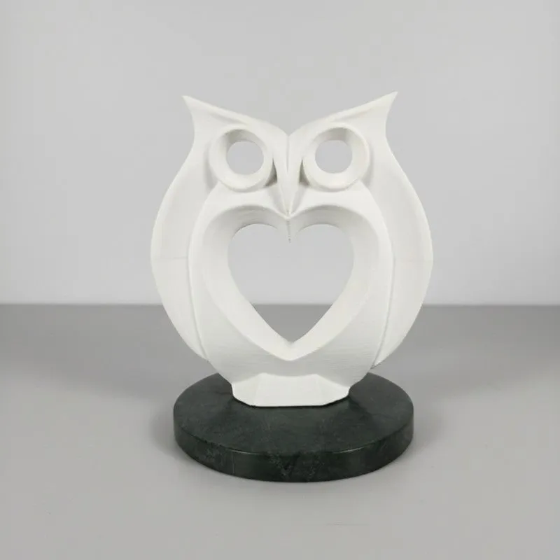 Heart Owl Resin Showpiece - White media 4