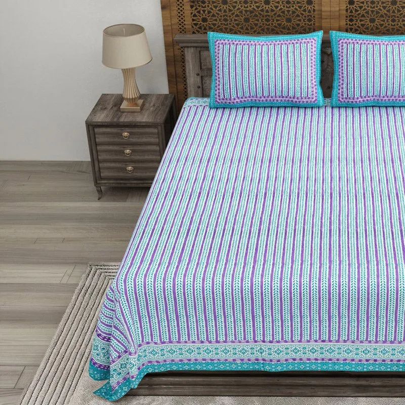 Formis Cotton Bedsheet (Purple,Blue) - 240 TC media 3