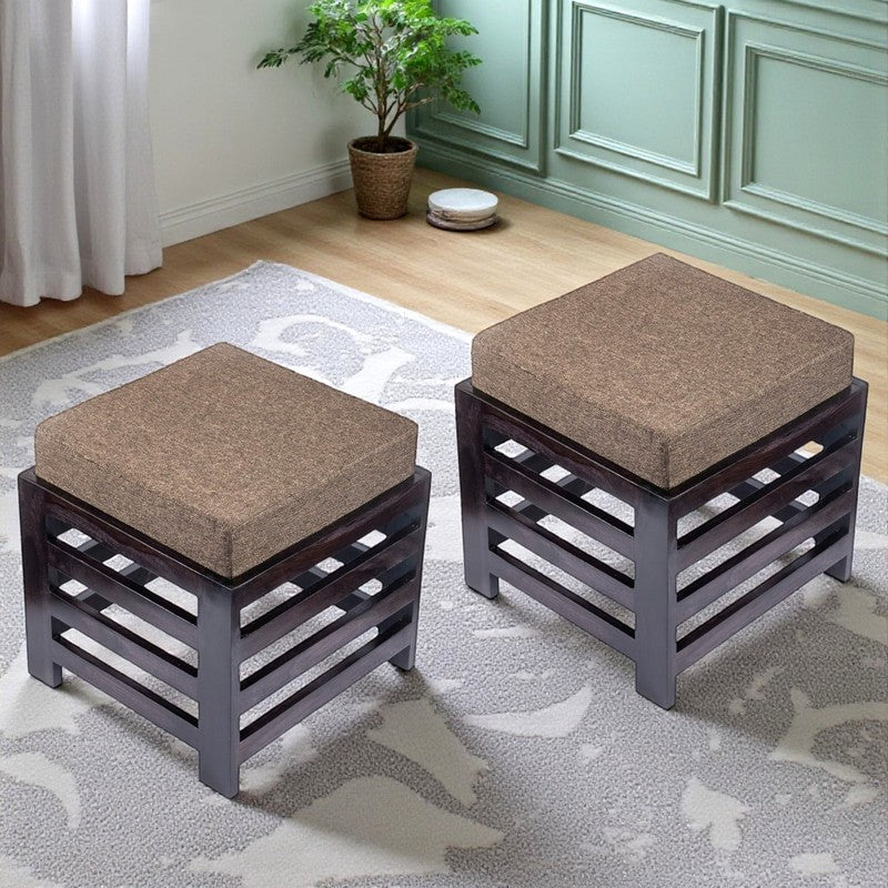 Uzeno Sheesham Wooden Bench with Cushions (Brown) - Four Piece Set