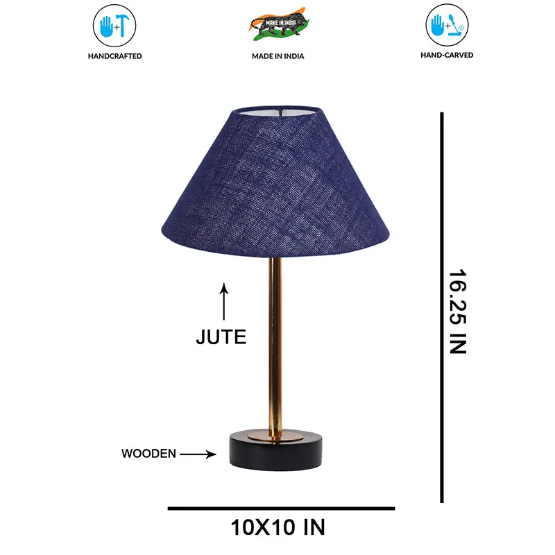 Sienna II Rodin Wooden Table Lamp - Blue,Gold,Black media 7