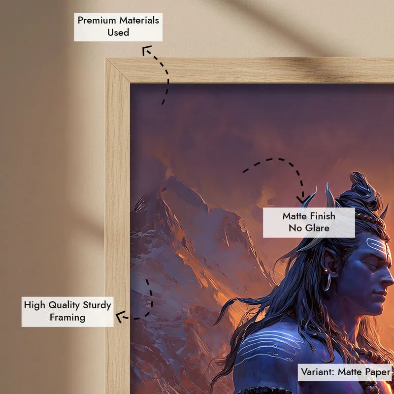 Mahadev in Deep Trance I Archival Paper Wall Art - Natural Brown Frame media 6