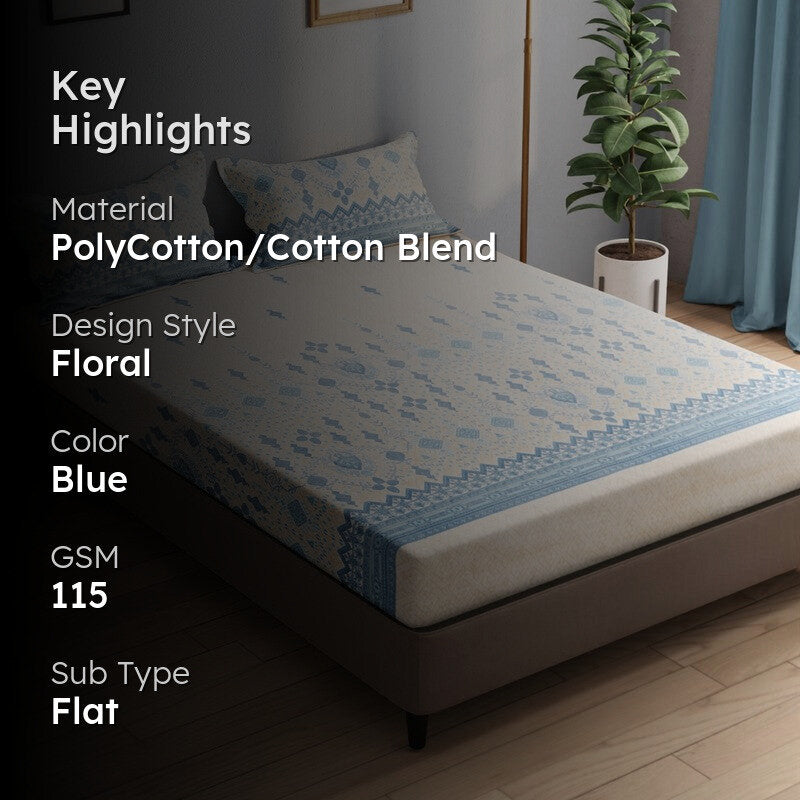 Elvric Bedsheet (Blue) - 115 GSM media 2