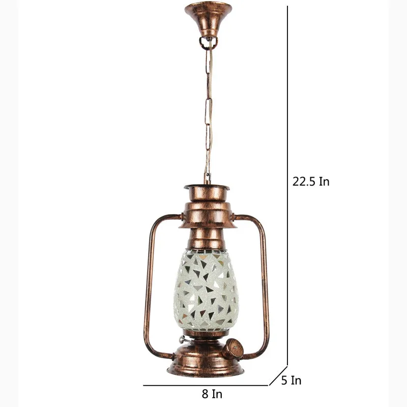 Dvija Mosaic Lantern Glass Ceiling Lamp - Copper media 7