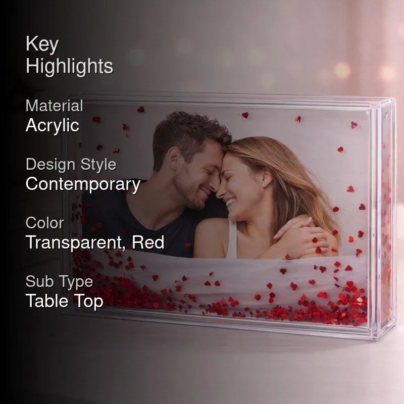 Sweetheart Memory Glitter Acrylic Photo Frame - Red media 2