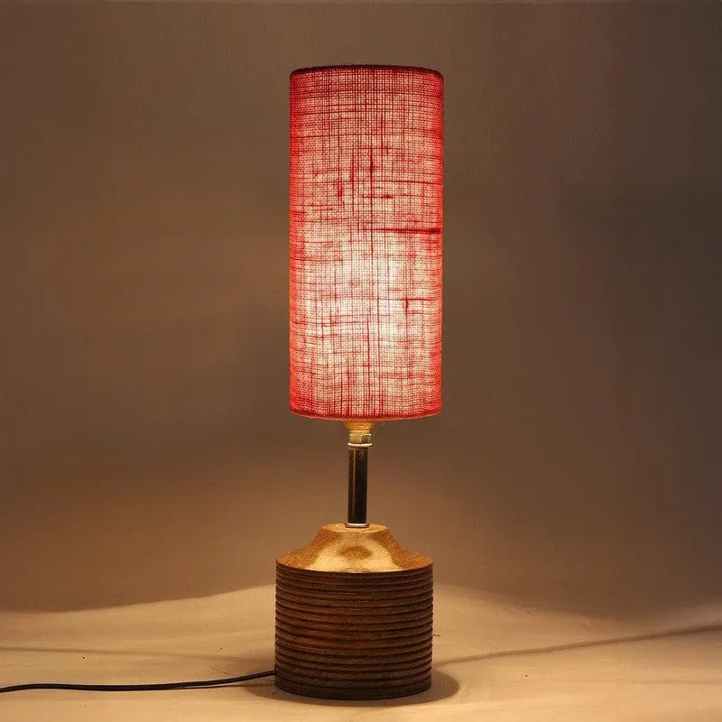 Woody Fabric Table Lamp - Pink,Brown media 1