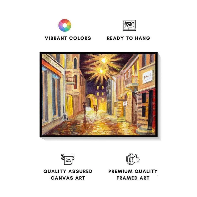 Modern Street Abstract Canvas Painting - Black Frame media 4