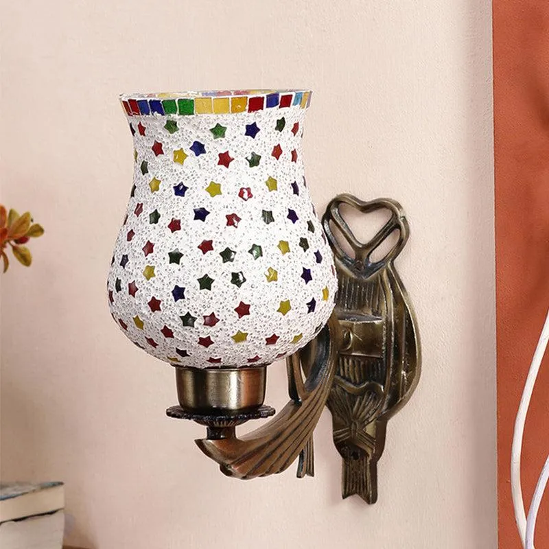 Ekta Love Gleam Mosaic Glass & Metal Wall Lamp media 2