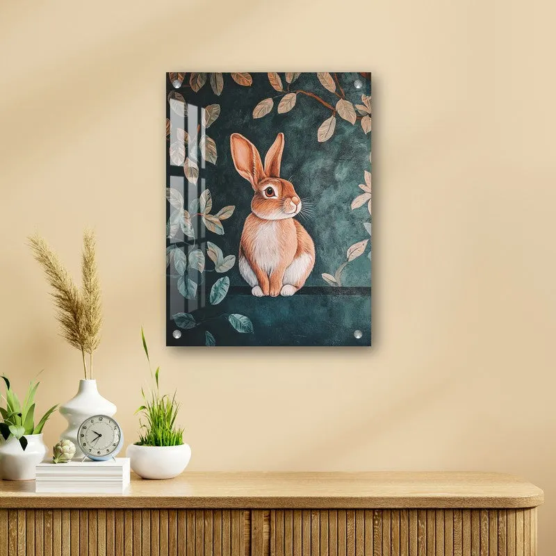 Rabbit in Serenity Leaves Acrylic Wall Art media 4