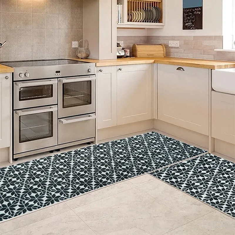 Abstract Balance Kitchen Floor Mats (Navy) - Set of Two media 1