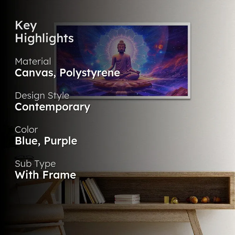 Blue Divine Buddha Canvas Wall Painting With Frame media 2