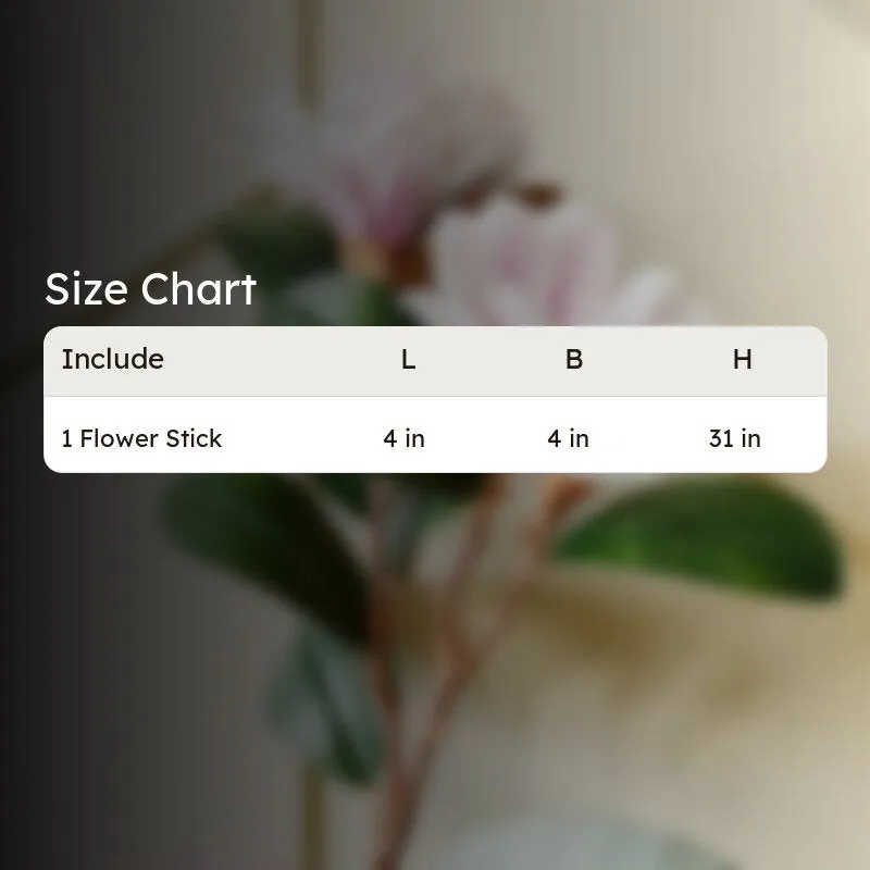 Artificial Magnolia Polyester Flower Stick - White & Pink media 6