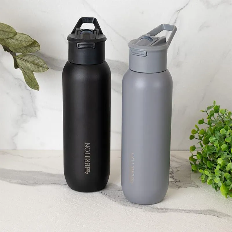 Sleek Sip Hot & Cold Thermos Water Bottle (Black & Grey, 630 mL Each) - Set Of Two media 1