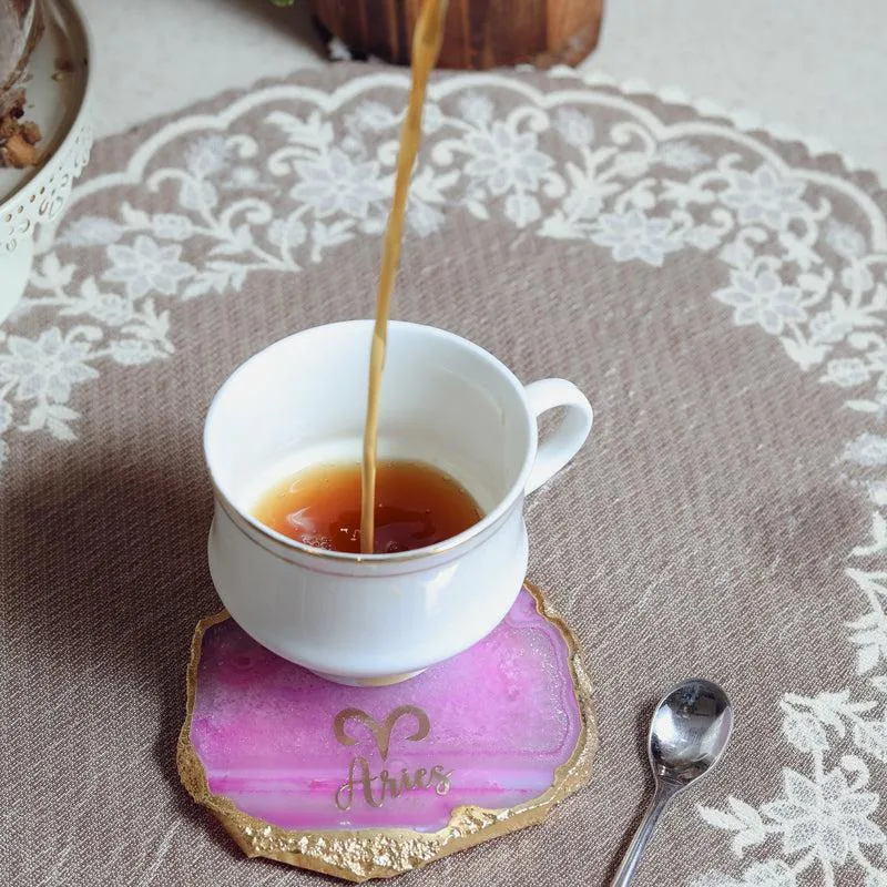 Aries Agate Coaster - Pink media 3
