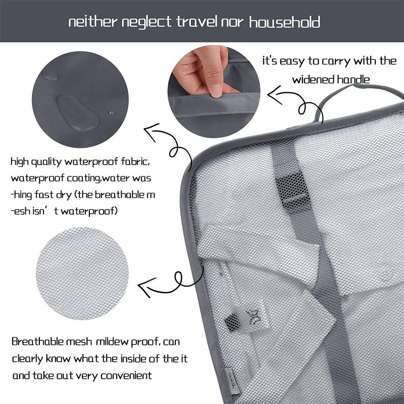 Robbie 7-Piece Travel Organizer Set in Grey - Lightweight Polyester Storage Solution media 5