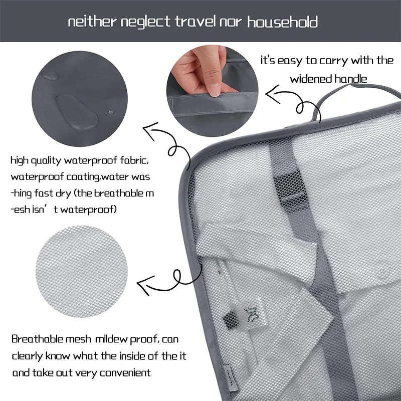 Robbie 7-Piece Travel Organizer Set in Grey - Lightweight Polyester Storage Solution media 5