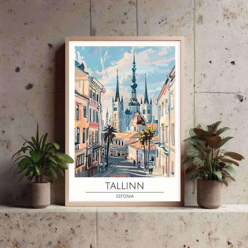 Vintage Tallin Framed Canvas Archival Canvas Wall Painting - Natural Brown Frame media 3