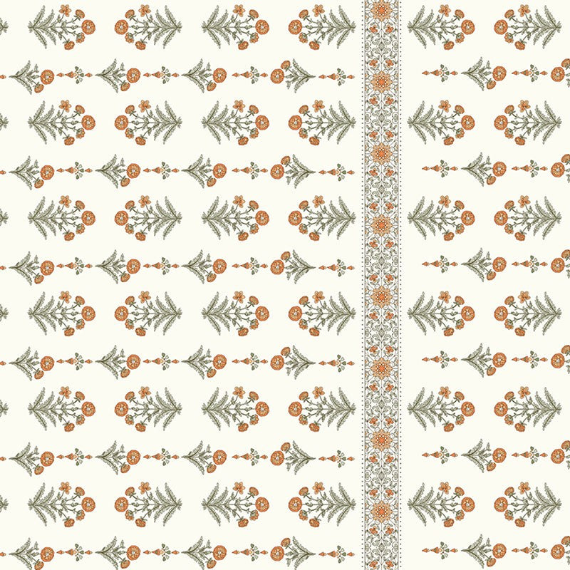 Flowers Of Jaipur Floral Microfiber Microfiber Bedsheet (Green & Orange) - 150 GSM media 4