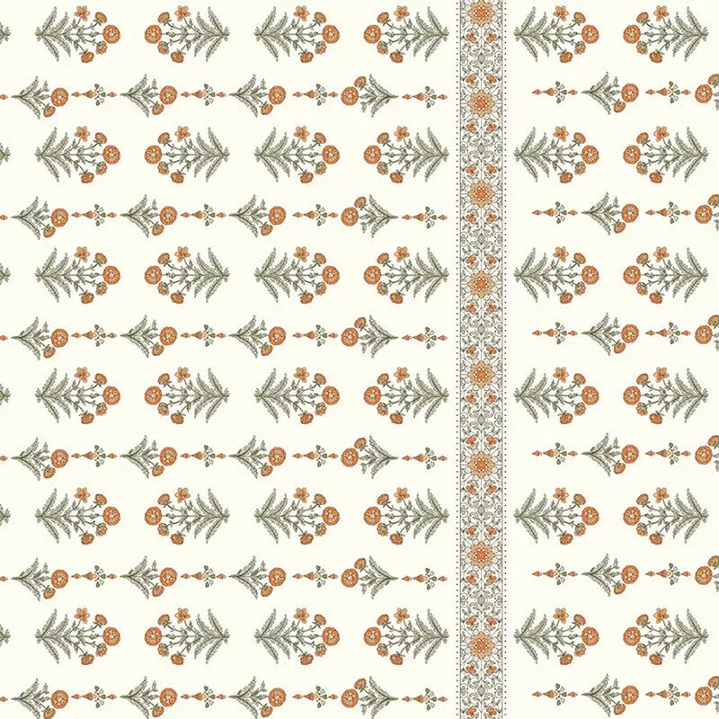Flowers Of Jaipur Floral Microfiber Microfiber Bedsheet (Green & Orange) - 150 GSM media 4