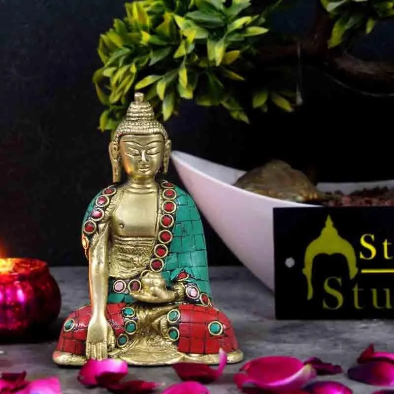 Soulful Buddha Brass Statue media 1