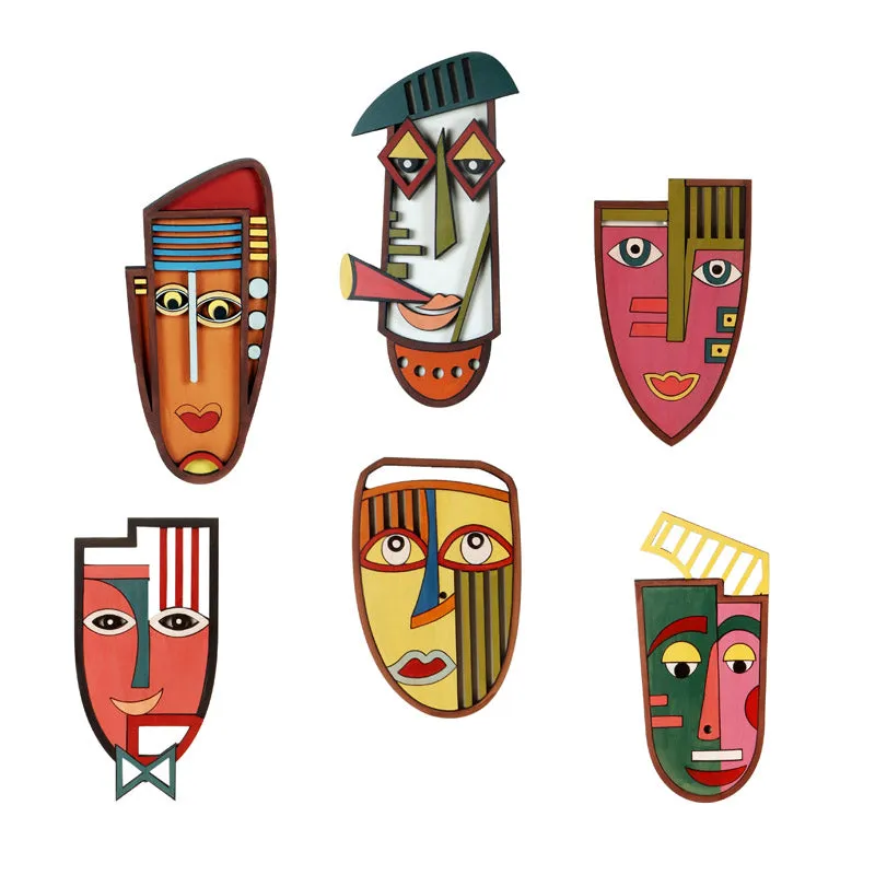 Kanjari Mask Wooden Wall Accent - Set of Six media 3