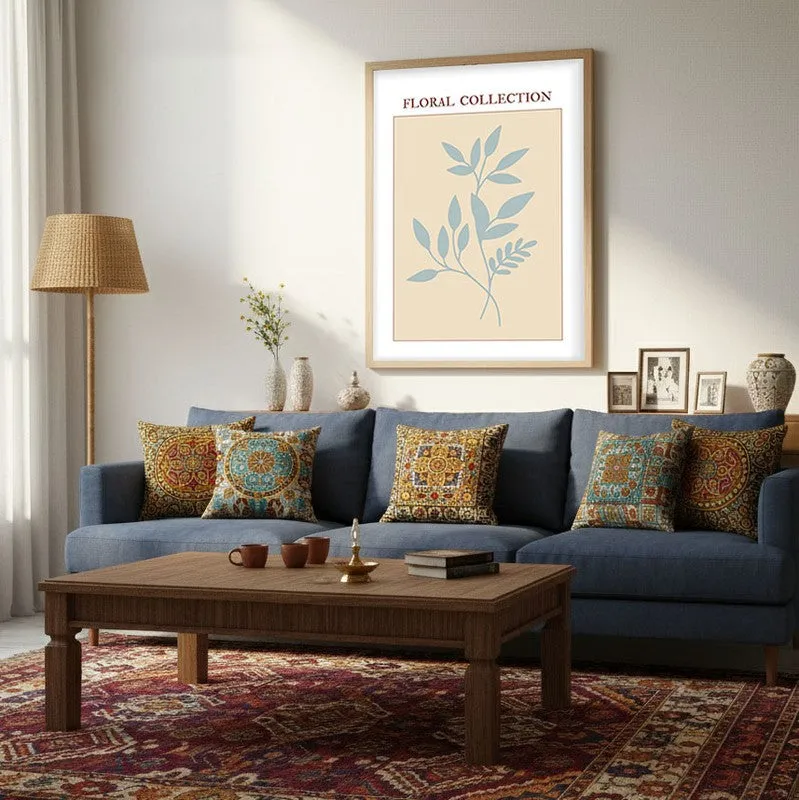 Midnight Flora Canvas Wall Painting With Brown Frame media 5