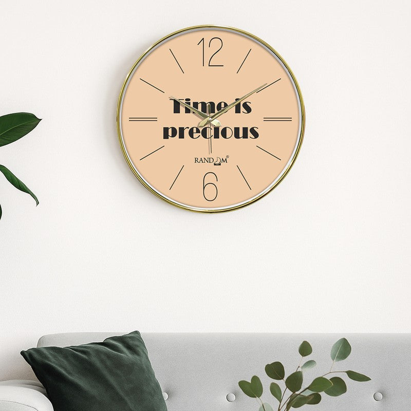 Time is Precious Round Analog Wall Clock - Peach