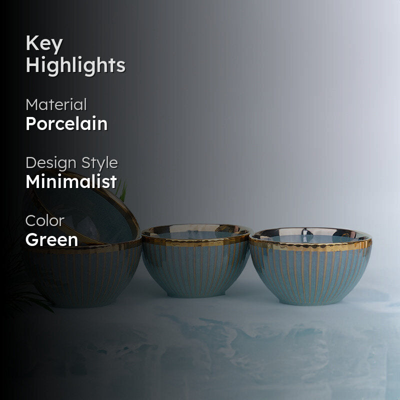 Amazo Green Gold Serving Bowl (300 ML) - Set Of Four media 2