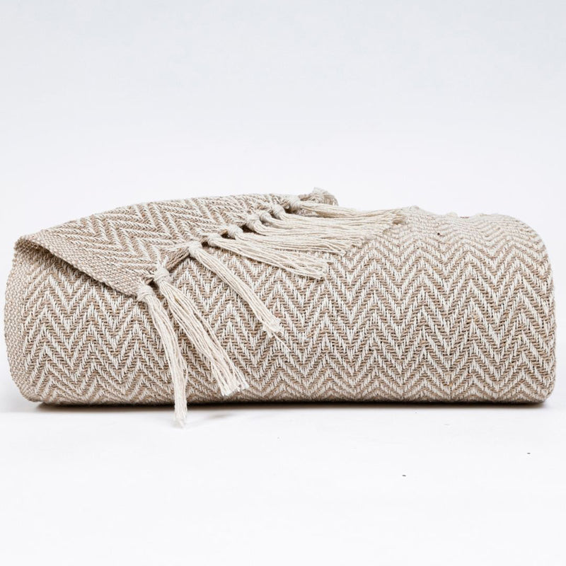 Linen Fade Cotton Throw - Beige media 3