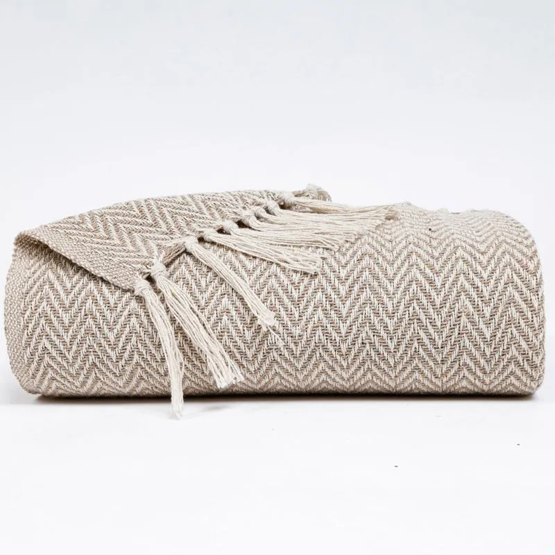 Linen Fade Cotton Throw - Beige media 3