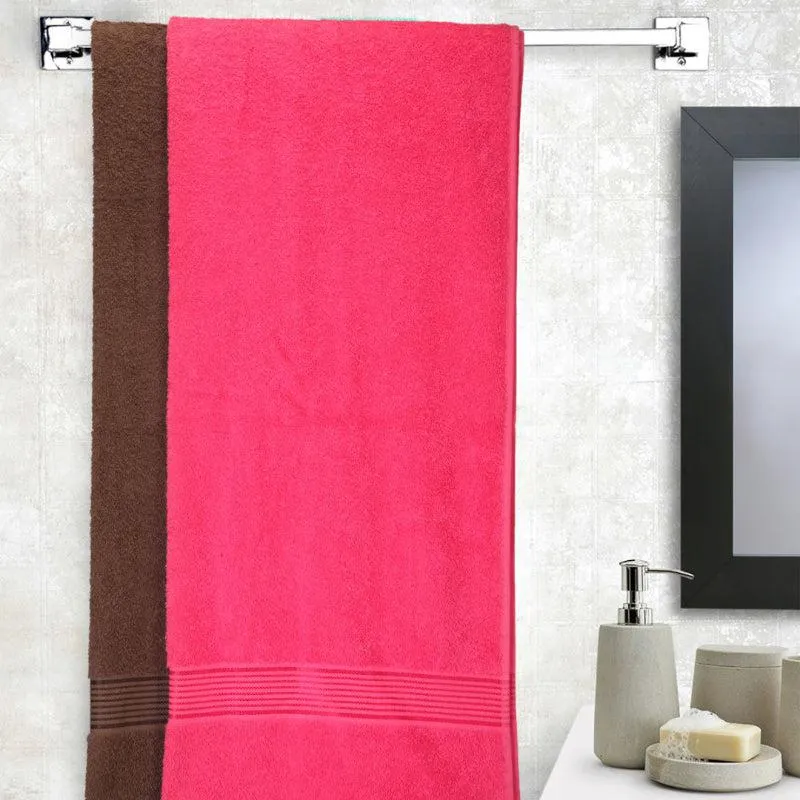 Reffy Bath Towel (Pink & Brown) - Set Of Two media 1
