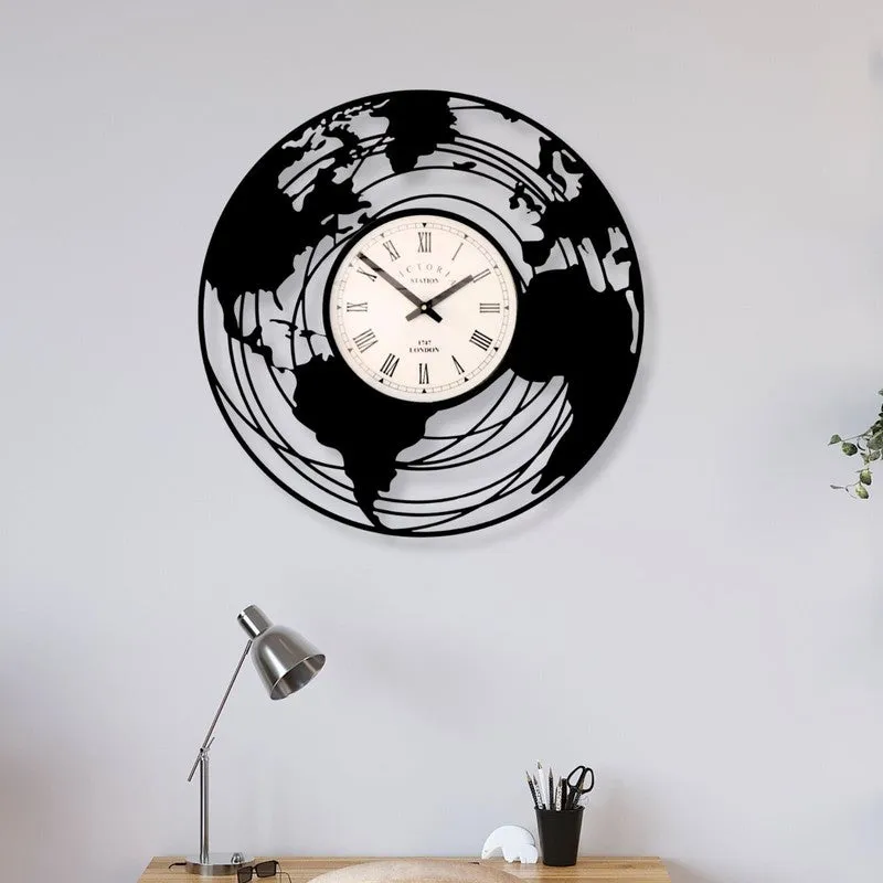 Universe Steel Analog Wall Clock - Black media 1