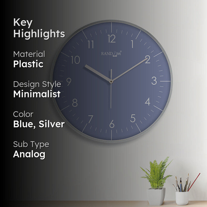 Benot Silver Analog Wall Clock - Stone Blue media 2