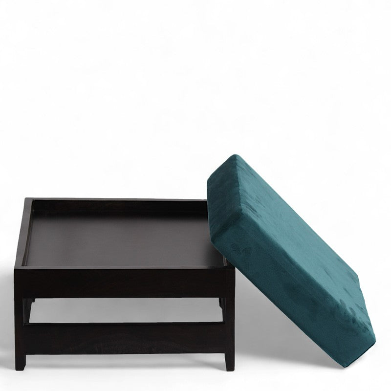 Nirox Sheesham Wooden Bench with Stool (Blue) - Two Piece Set media 4
